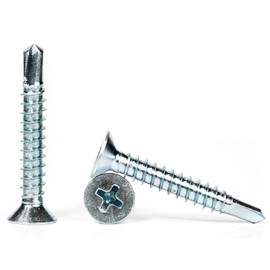 3.9mm x 19mm Self Drilling Countersunk Screws Steel Self Tapping Screws for Metal Sheets Roofing Windows (Pack of 100) F12BC