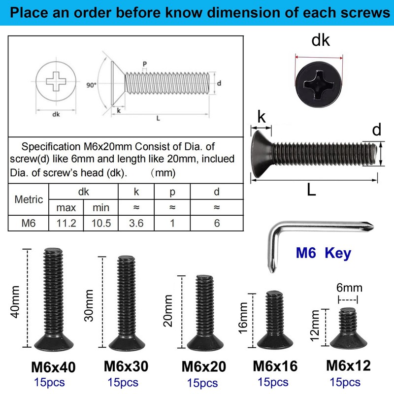 FandWay Countersunk Screw with Phillips according to Standard DIN 965