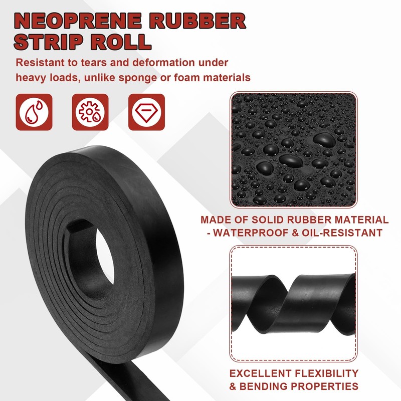 PATIKIL Neoprene Rubber Strips 2" Wide x 1/4" Thick x