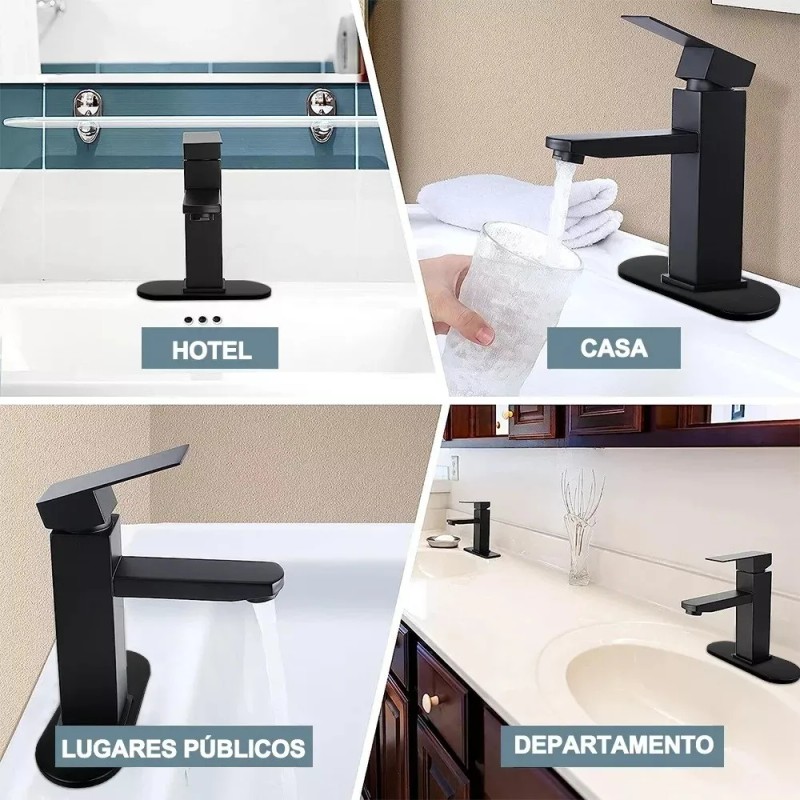 Grifería Banna Negro Monocomando Para Baño Acero Inoxidable Mate