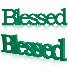 Blessed Letter Table Sign Blessed Standing Letter Table Sign Rustic Wooden Home Signs Decor for Valentine's Day Wedding Graduation Party Baby Shower First Communion Christening Decorations (Green)