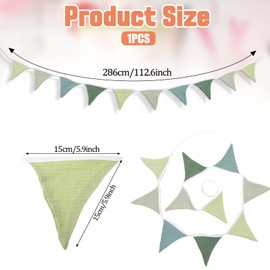cobee Bunting Children's Room, Long 286 cm Baby Room Decoration Bunting Fabric Muslin Cotton Fabric Bunting Garland Birthday Colourful Banner Party Wall Decoration Gift (Style 3)