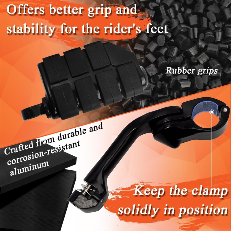 FOVPLUE 1.25" Highway Footpegs,Long Angled Adjustable Highway Pegs w/Mounts for
