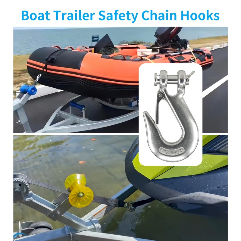 MAMDAFAON 1/2 Inch Safety Chain Hook with Latch,Heavy Duty Clevis