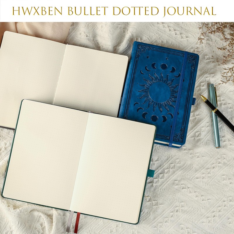 HwxBen Bullet Dotted Journal, Dotted Notebook, 256 Pages, 140 gsm