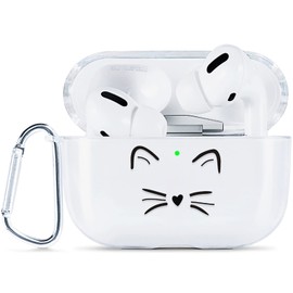 AKABEILA Case for Airpods Pro 2 2022 Soft TPU Clear Protective Case Shockproof Air Pod Pro 2nd Generation Case with Pattern Carabiner Charging Case