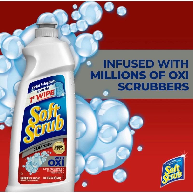 Soft Scrub Multi-Purpose Cleanser with OXI, Surface Cleaner, 24 Ounce