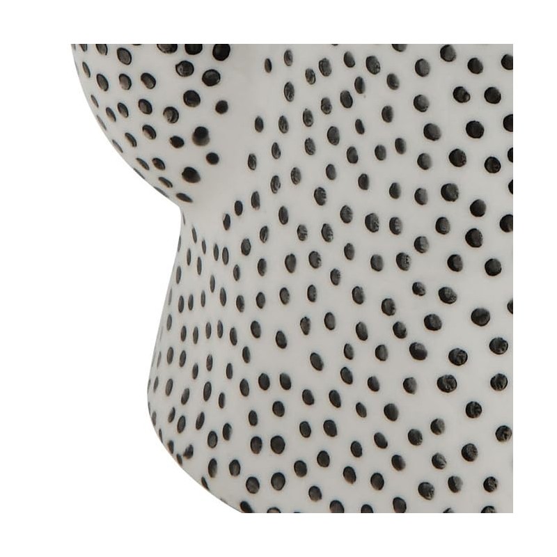 White Stoneware Teapot with Black Speckles & Gold Electroplating