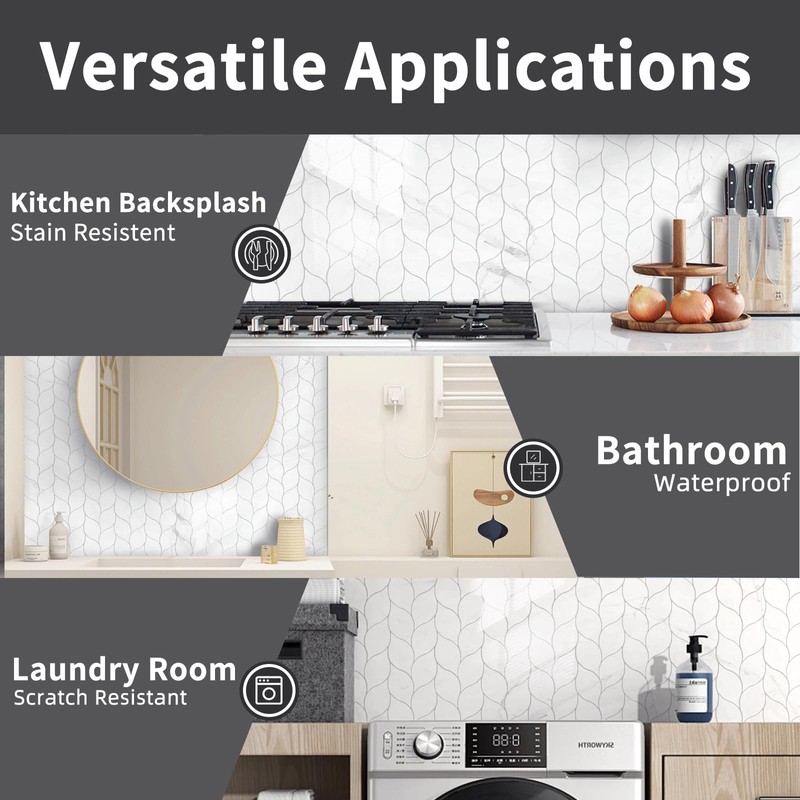 Tilingview 10-Sheet Peel and Stick Backsplash Tile for Kitchen, Self-Adhesive