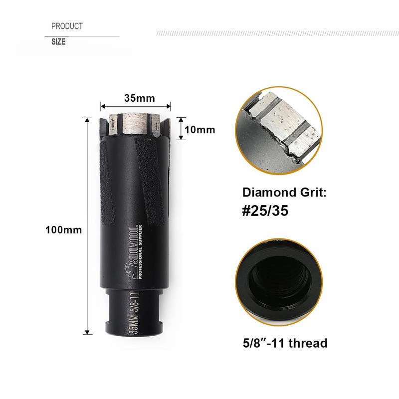 SHDIATOOL Diamond Core Drill Bits 1-3/8 Inch for Hard Stone