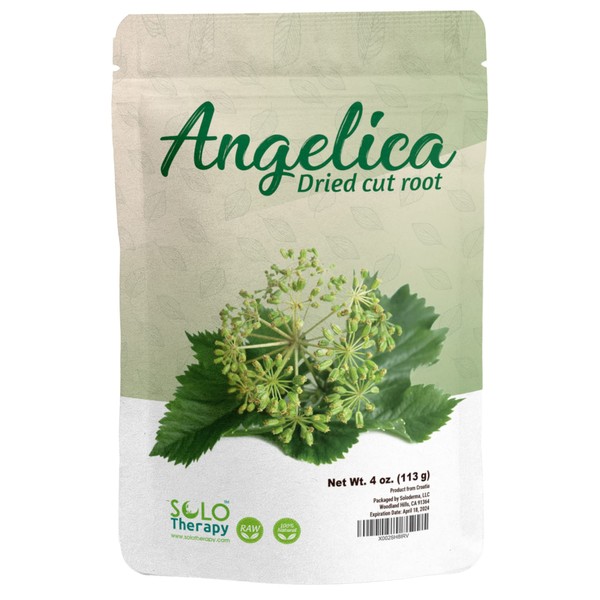 Angelica Dried Cut Root 4 oz , Archangelica Root , Angelica Archangelica Officinalis, Resealable Bag , Angelica Root Tea , Product from Croatia, Packaged in The USA (4 Ounce (Pack of 1))