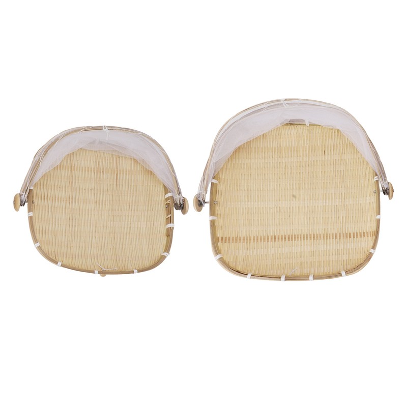 2Pcs Food Serving Tent Basket Fly Skeeter Insect Resistant Bamboo