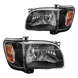 KAC Black Headlights+Signal Corner Lamps+Bumper Lights Compatible With Toyota Tacoma 2001 2002 2003-2004 81110-04110,81620-04080 Direct Replacement