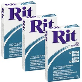 RIT All Purpose Powder Dye - Denim Blue - 31.9g (1 1/8 oz) - 3 Pack