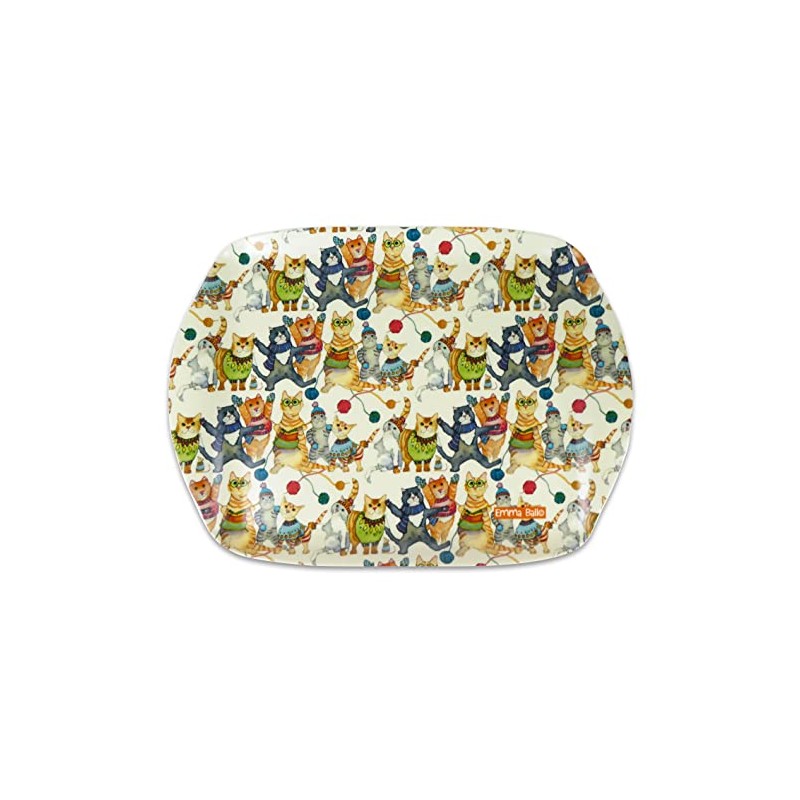 Emma Ball Kittens in Mittens Colourful Medium Melamine Tray -