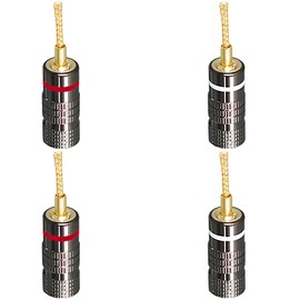 tunghey 4Pack Flex Pin Banana Plugs for Speaker Wire, 24K Gold Plated for Spring-Loaded Speaker Banana Jack Terminals,Speaker Connector Pin Plug Type