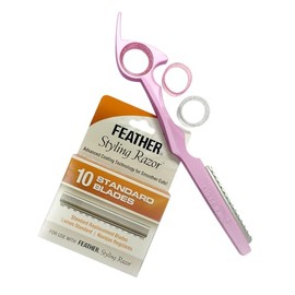 Sharkfin Pink Aluminum Razor with 10 Additional JATAI FEATHER BLADES
