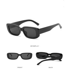 IKANOO Rectangle Sunglasses Women Fashion UV 400 Retro Square Frame Glasses Eyewear (Black+Orange)