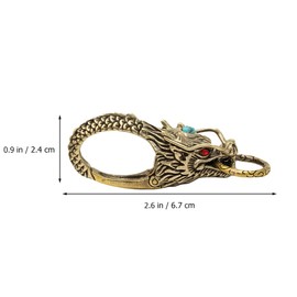 LIFKOME Vintage Keychain Dragon Head Carabiner Keychains Keyring Antique Brass Dragon Head Bead DIY Accessories for Keychain Gold Men Keychain
