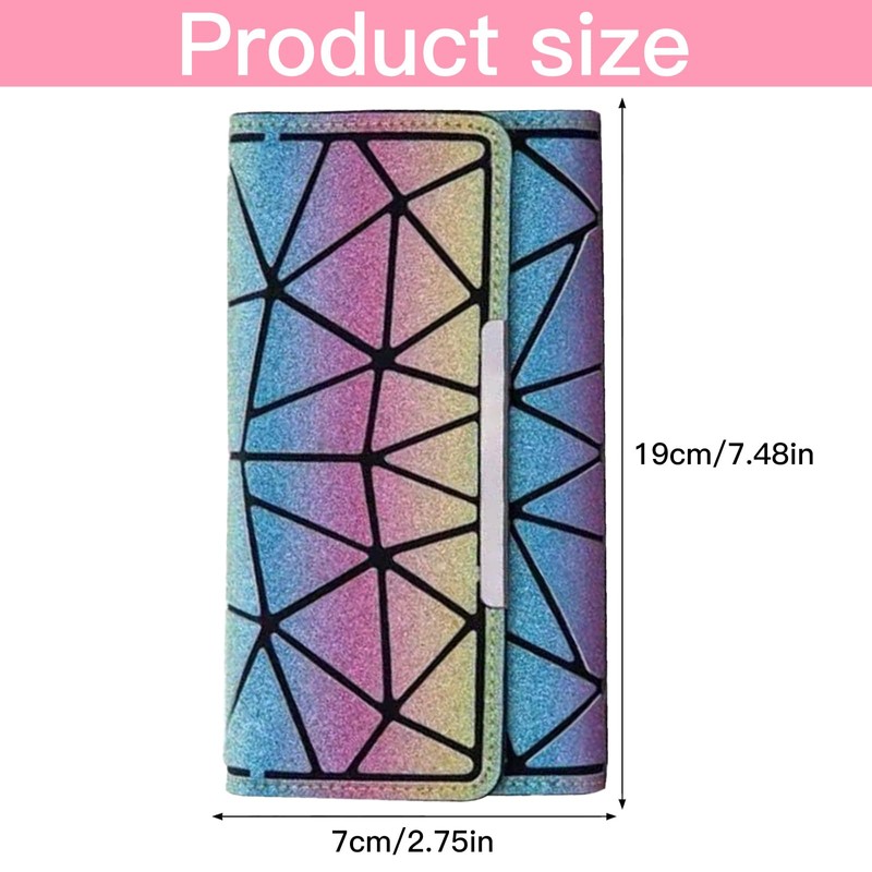 XLKJ Geometric Long Wallet, Luminous Purses and Handbags for Women,