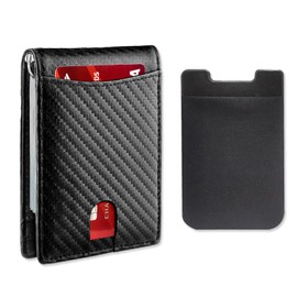 TYXHXTF Men's Slim Wallet, Minimalist Wallet with ID Window, Money Clip, Wallet Gift (Black), black, Modern