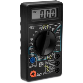 QIAN Multimetro Digital Pantalla LCD 3 12 digitos -Mide Voltaje ACDC, Corriente CC y Resistencia - Incluye Punta Negra y Roja (QAD-90011)