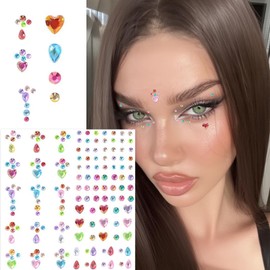 NOOEPC Face Gems Rhinestones Pearl Stickers, Self Adhesive Hair Gems Rave Accessories, Face Glitter For Women, Jewel Stickers for Face, Eye, Hair, Body, Nail