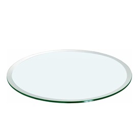 GlasFlength 24" Round Glass Table Top, Tempered Glass Table Surface, 2/5'' Thick Beveled Polished Edge Multipurpose for Dining Table,Coffee Table,Restaurant Table,Glass Patio Table Replacement,Clear