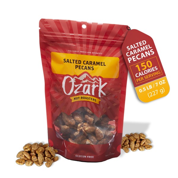 OZARK NUT ROASTERS, Salted Caramel Pecans, Sweet & Salty Flavored