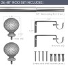 Hermosa 26-48 Inch Adjustable Curtain Rod Set, 5/8 Inch Diameter