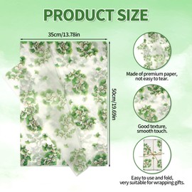 Tinoaly 30 Blatt Bedrucktes Seidenpapier, 50x35cm Glattes Geschenkpapier für Verpackung Basteln Dekoration (Grünes Gingko Blatt)