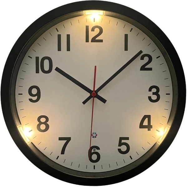Eyotto Lighted Up Wall Clocks, 12 Inch Night Light Glow
