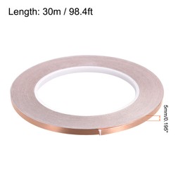 Rebower Copper Foil Tape Conductive Adhesive, [for EMI Shielding, Electrical Repairs, Stained Glass, Paper Circuits, Grounding] - 3/16"/98ft/2 Roll