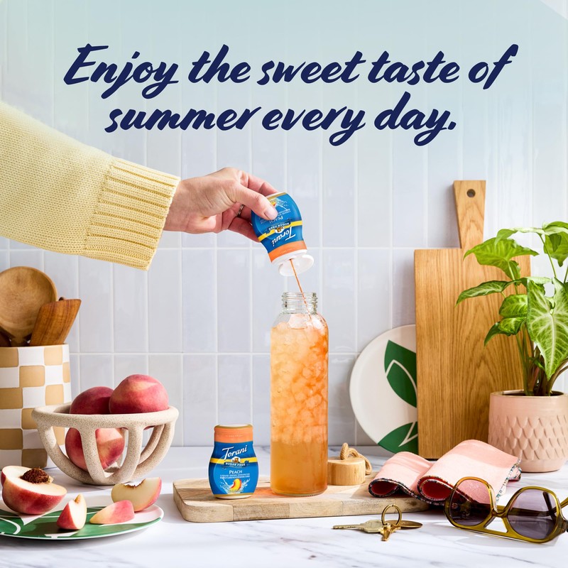 Torani Sugar Free Peach Liquid Drink Enhancer, Water Flavoring 4-Pack,