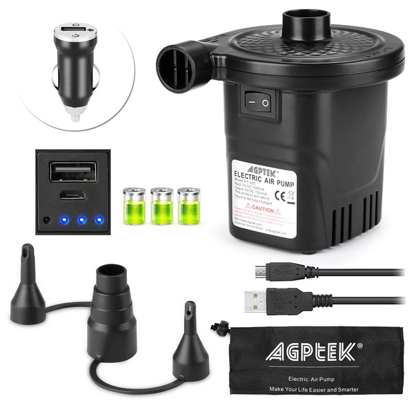 Rechargeable Air Pump, AGPTEK Electric Air Pump Quick-Fill Inflator &