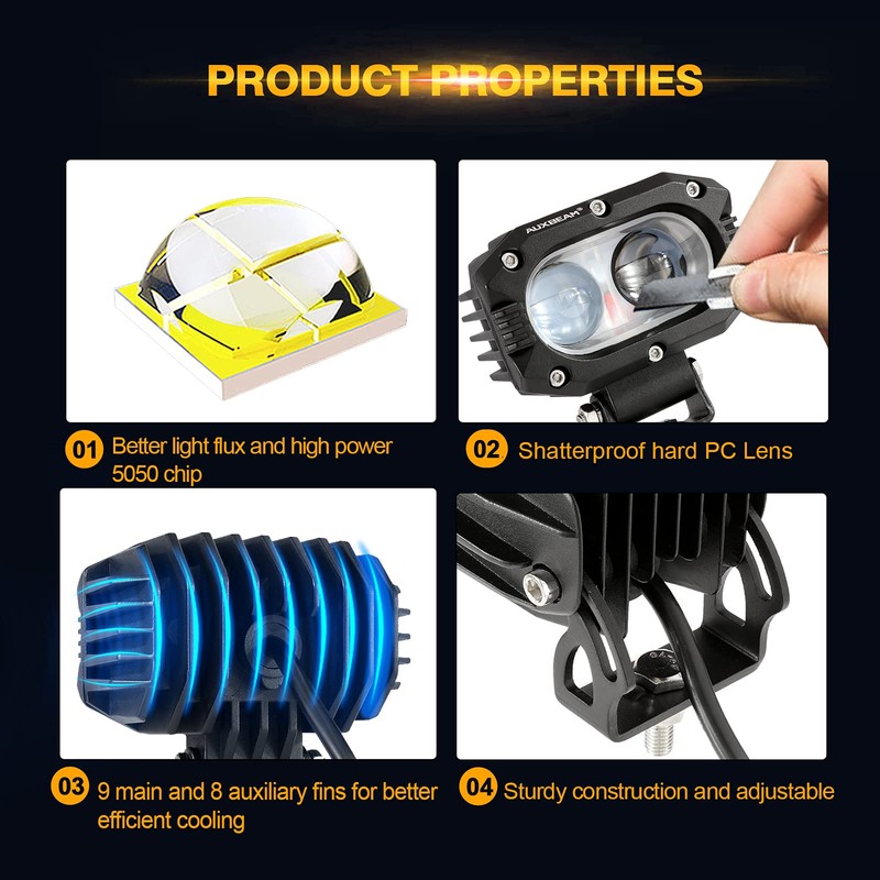 Auxbeam 4in 60W LED Pod Light for Truck, Super Bright