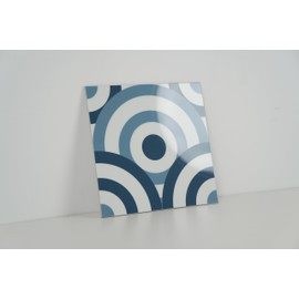 COLAMO LUXURY Swatch Glossy Blue Peel and Stick Tile,Self Stick on Kitchen Backsplash for Accent Wall, Waterproof Adhesive Faux Ceramic Wall Tile for Bedroom,Bathroom,Living Room,RV(8”x8”,Ring Design)