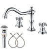 Widespread Bathroom Sink Faucet Double Cross Knobs Polish Chrome 3