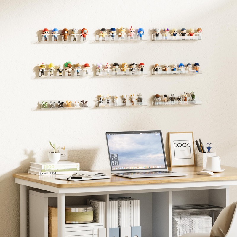 upsimples 6 Pack Clear Acrylic Shelves, 1.7" x12" Nursery Bookshelves,