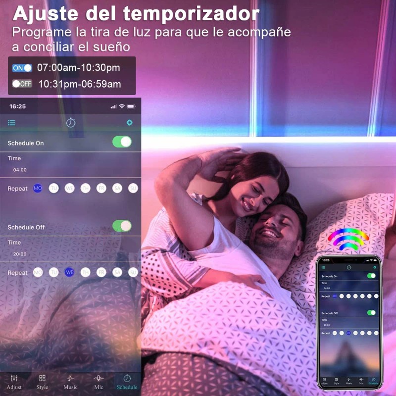 Moñinar Tiras Led Wifi Inteligente Alexa Multicolor Rgb Luces 20m