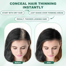 Hair Fibers (12g), Hair Fibers for Thinning Hair, Hair Building Fibers, Hairpiece Filler, Increase Hair Density, Styling Powder for Women & Men, Hair Makeup, Premium Formula Thickening (BLACK)