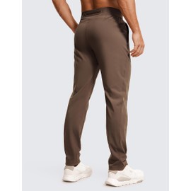 CRZ YOGA 4-Way Stretch Athletic Pants for Men 30" Workout Lounge Casual Work Jogger Pants with Zip Pocket Dark Olive Brown Large