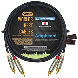 3 Meter RCA Cable Pair - Made with Canare L-4E6S, Star Quad, Audio Interconnect Cable and Amphenol ACPR Die-Cast, Gold Plated RCA Connectors â Directional design for best performance