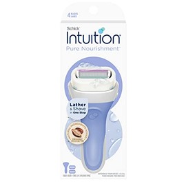 Maquinilla de afeitar Schick Intuition Sensitive Care para mujer con 2 repuestos de hoja de afeitar hidratante con áloe natural, Navaja Pure Nourishme