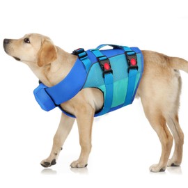 ASENKU Dog Life Jacket - Pet Safety Vest for Swimming & Boating, Shark Life Jacket with Floatation, Dog Lifesavers Swimsuits for Small Medium Large Dogs (Blue-Green, XS)