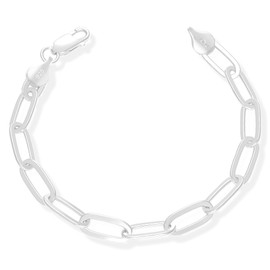 Waitsoul Silver Bracelet for Women 6mm Diamond-Cut Paperclip Chain Bracelet for Men 9 Inch