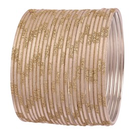 Touchstone New Indian Bollywood Fresh Fashion Trend Setter Engraved Work Scintillating Rhinestone Beige Pastel Color Designer Jewelry Adorable Bracelets Bangle. Set of 24.for Women.