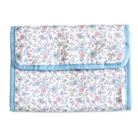 Y-Style Mama Wishes Maternal and Child Notebook Case, Multi Case, Bellows for 3 People, 2 People, Passport, Passbook, Insurance Card, blue (floral)