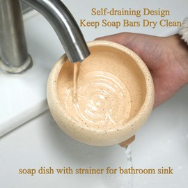 Wowhalolo Soap Dish with Drain and Self-Draining Sponge Holder for Sink, Shower, Bathroom, and Kitchen - Rustic Resin Soap Saver and Organizer, Keep Dry and Easy Cleaning Design