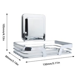 Rustproof Stainless Steel Shower Soap Dish, Super Powerful Vacuum Suction Cup with Deep Storage Basket for Conditioner Shampoo Soap for Shower Bathroom Tub Kitchen Sink